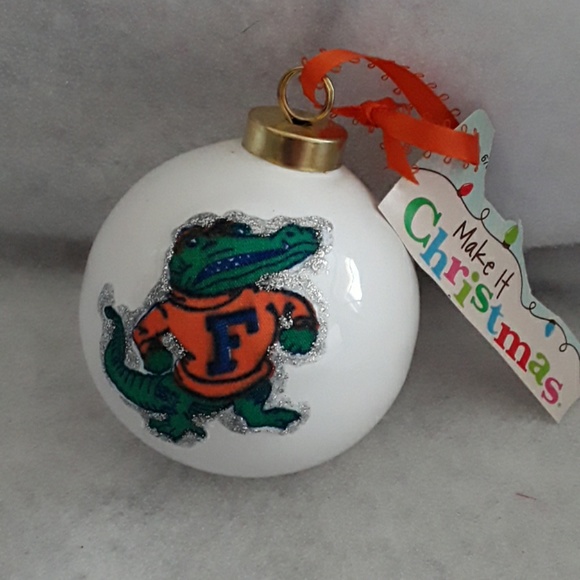 Handmade Holiday Florida Gators New Christmas Glass Ornaments